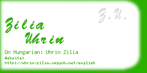 zilia uhrin business card